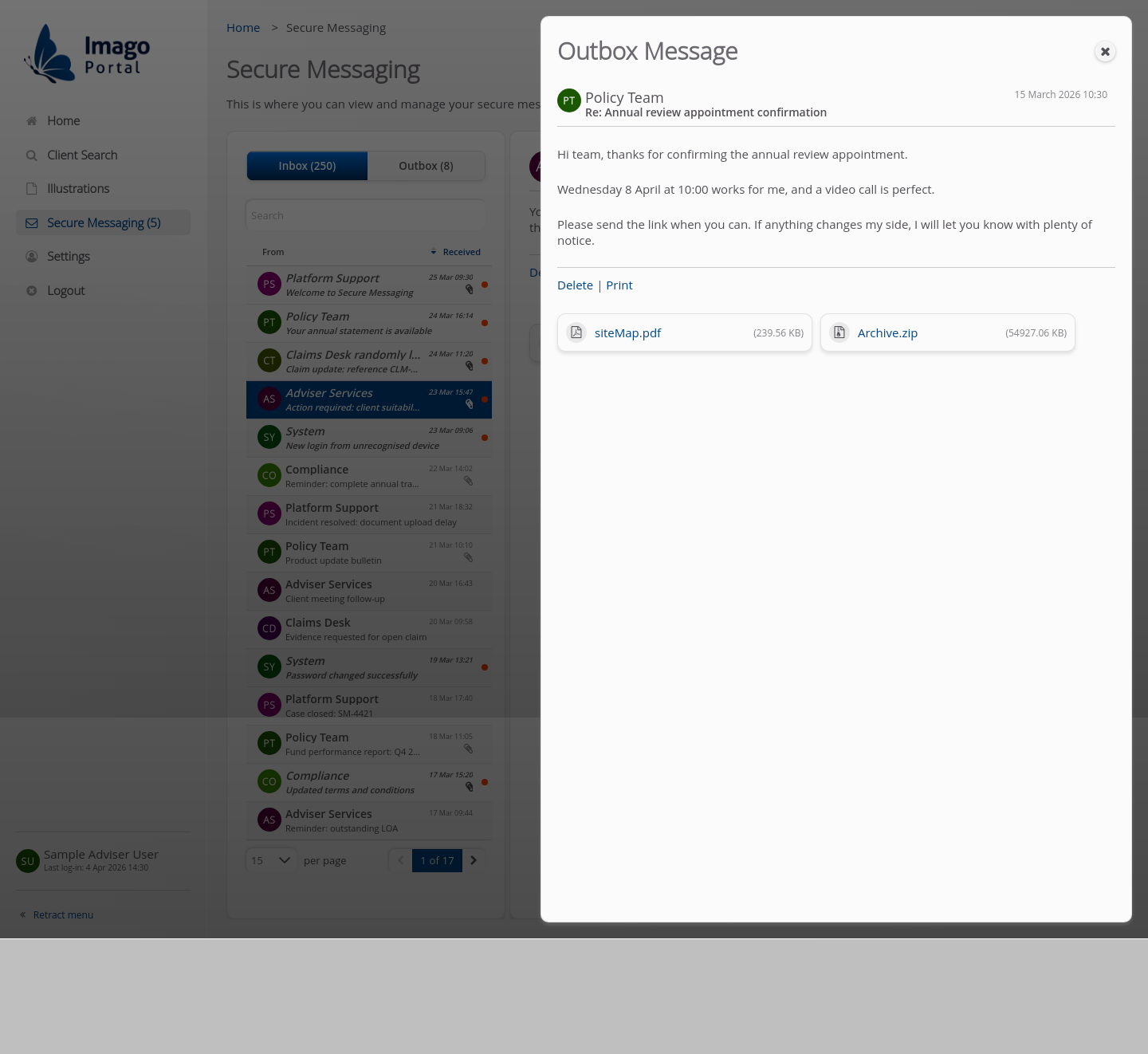 SecureMessaging > 07 Outbox Dialog